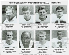 1989 Press Photo College of Wooster defensive football players and coach