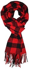 VERONZ Super Soft Classic Cashmere Feel Winter Scarf Black Red Buffalo Checks