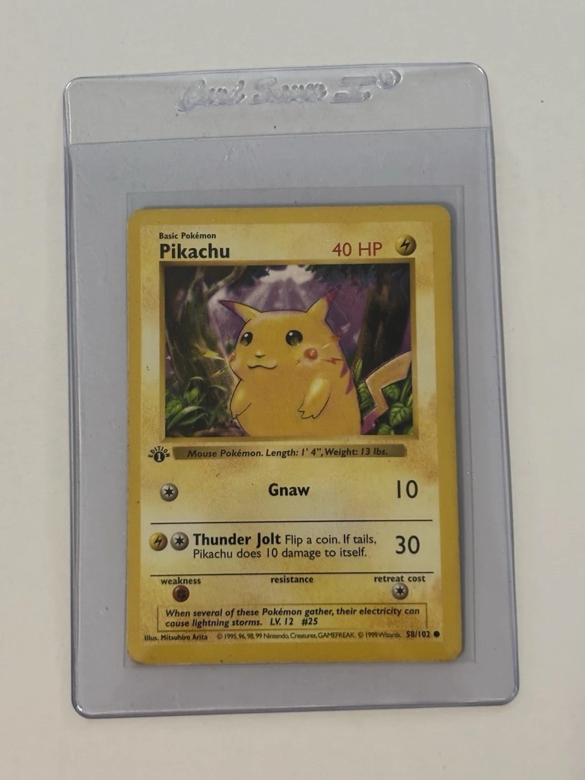 Vintage 1999 Base Set Red Cheeks Pikachu 1 First Edition Shadowless Pokemon Card