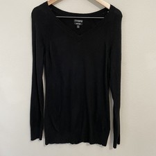Apt 9 Cashmere Sweater Women's M Black V Neck Pullover Soft Lightweight