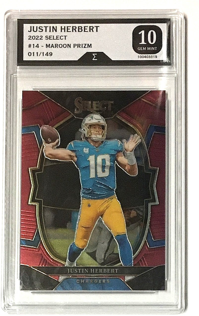 2022 Panini Select - Concourse Justin Herbert #14 Red Prizm /99 GEM MINT 10