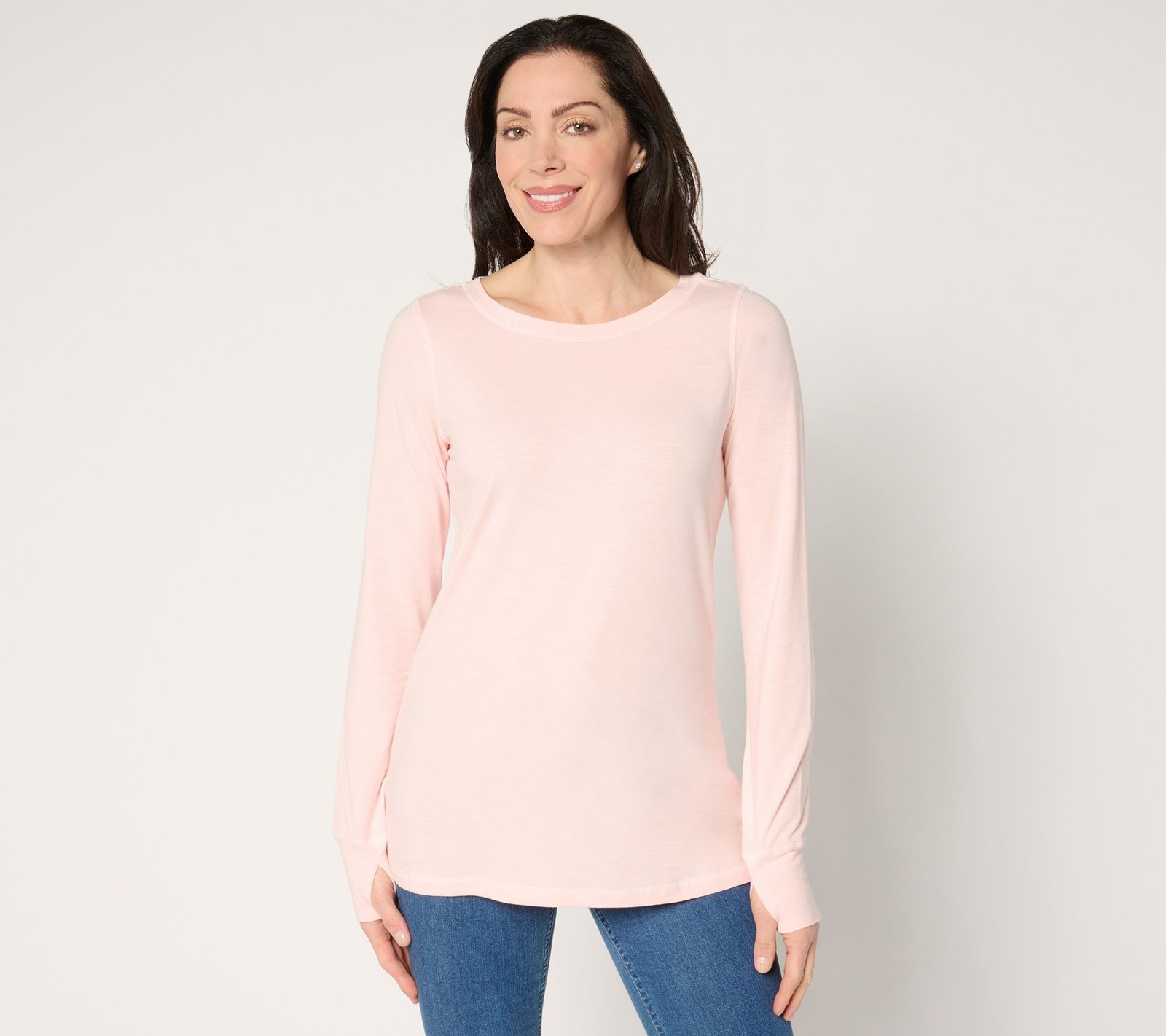 Belle by Kim Gravel Women's Top Sz XL Slub Knit Bateau Neck Long Slv Pink