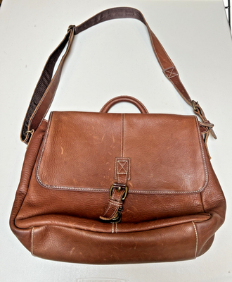 VTG LL Bean FULL GRAIN Leather Messenger Briefcase Crossbody Bag 