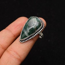 Green Aventurine Gemstone 925 Sterling Silver Jewelry Ring Size 8