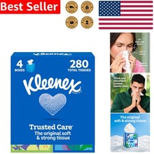 4 Cube Boxes Trusted Care Facial Tissues Unscented 2-Ply Gentle 280 Tissues