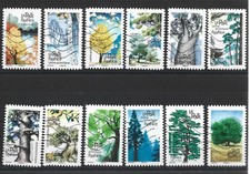 Serie complète 2018 Les arbres oblitérés France 12 timbres n° 1605 à 1616