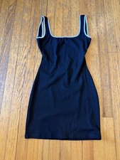 Princess Polly Feldman Mini Dress Womens 6 Black Ribbed Bodycon Contrast Trim