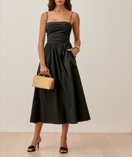 Women Reformation High Waist Fit & Flare Slip Midi Dress Size US 4