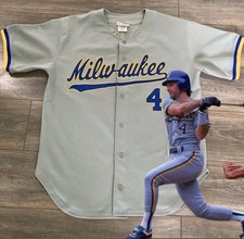 AUTHENTIC VINTAGE PAUL MOLITOR BREWERS JERSEY 48 XL MITCHELL NESS 25x32