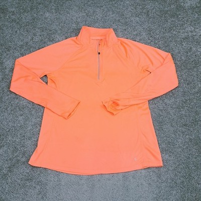 Danskin Now Semi-Fitted Women's 1/4 Zip Long Sleeve Shirt Orange Medium