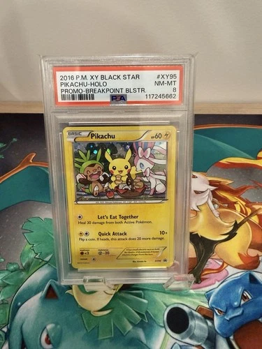 2016 POKEMON XY BLACK STAR PROMO BREAKPOINT BLISTERS #XY95 PIKACHU-HOLO PSA 8