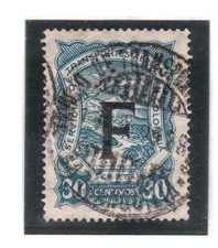 SCADTA COLOMBIE COLOMBIA 30c BLEU SURCH. F (FRANCE) OBLITERE. SUPERBE