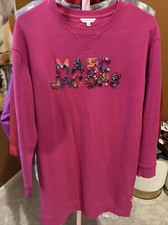 Little Marc Jacobs Girls Cotton Crystal Detail Sweatshirt Dress Pink Size 12