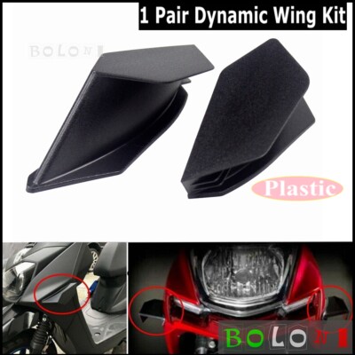 Pair Universal Motorcycle Scooter Dynamic Wing Kit Red Black Winglet W/ Sticker