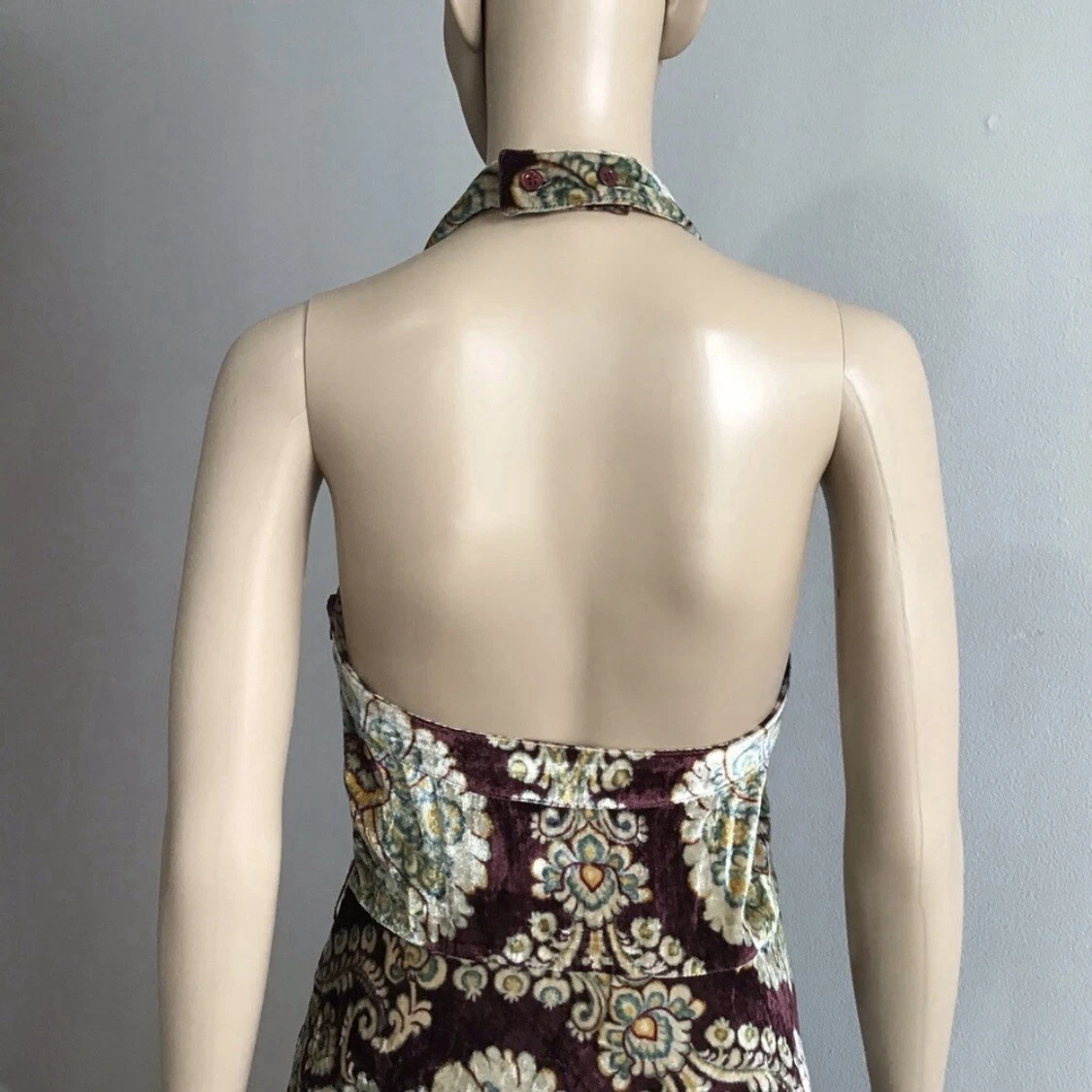 Abito vintage Moschino economico e chic in velluto senza schienale taglia 10