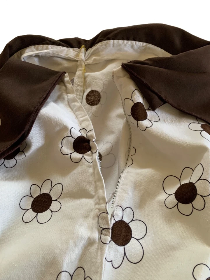 Pantalones De Colección Años 60 Para Mujer Raros Mod Rosa y Marrón Estampado Margarita con Faja - Talla XS Foto 3 de 4