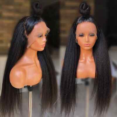 Kinky Straight Wig Human Hair Lace Front Hd Lace Frontal Wig Raw Hair Wigs