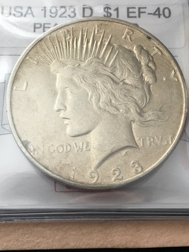 1923 D USA, $1 Silver Peace Dollar, - Picture 3 of 8