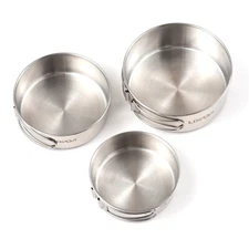 3pcs Stainless Steel Combination Cookware Set Camping Kitchenware Pan Pot K7A0