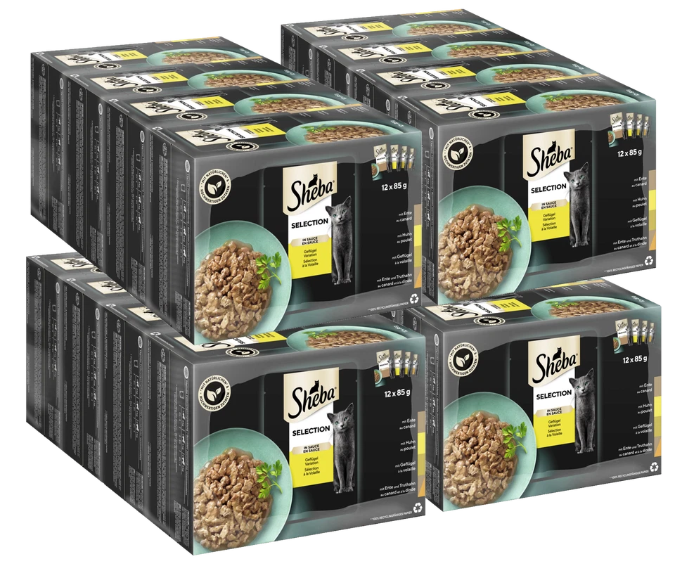 192x85g Sheba Katzenfutter Nassfutter Selection in Sauce Geflügel Variation