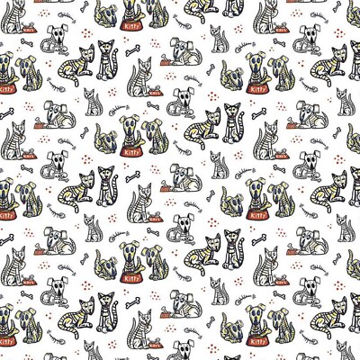 Riley Blake Designs - Amor Eterno - Katzen & Hunde - 100% Baumwollstoff - RBC11812W