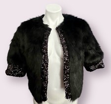 House Of Furs Black Sequined Jacket Donna Salyer Purple Satin Crop Bolo For Prom