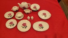 Vintage made in Japan children's play porcelain rose pattern china set 38 pieces