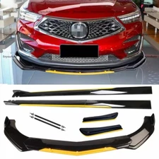 For Acura Integra Front Bumper Lip 86" Side Skirt Rear Bumper Lip Black Yellow