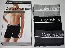 3 Calvin Klein Boxer Briefs Microfiber Stretch Gray Black Pack Underwear SALE !!