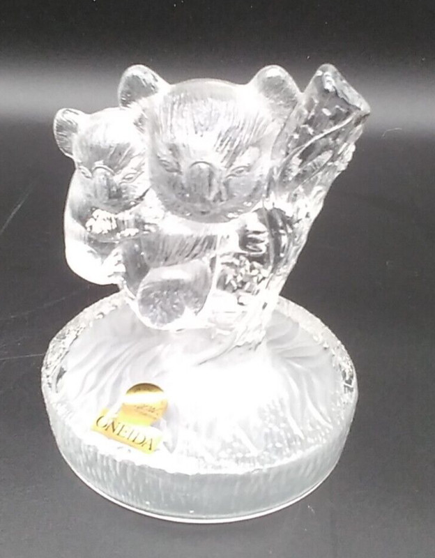 ONEIDA FIGURINE KOALA BEAR & BABY LEAD CRYSTAL 