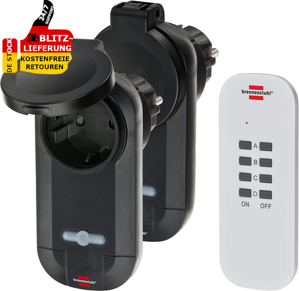 Brennenstuhl Funkschalt 2Er Set Rc CE1 Funksteckdosen AußEnbereich Handsender-image