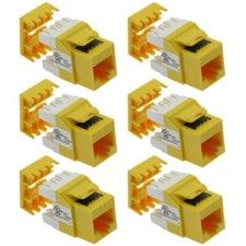 6 Pcs Cat5e RJ45 Network Ethernet Keystone Jack 180 Degree 110 Punch Down Yellow