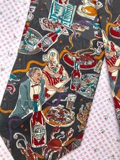 TABASCO 100% Silk Classic Neck Tie Multi Color Party Print Made In USA