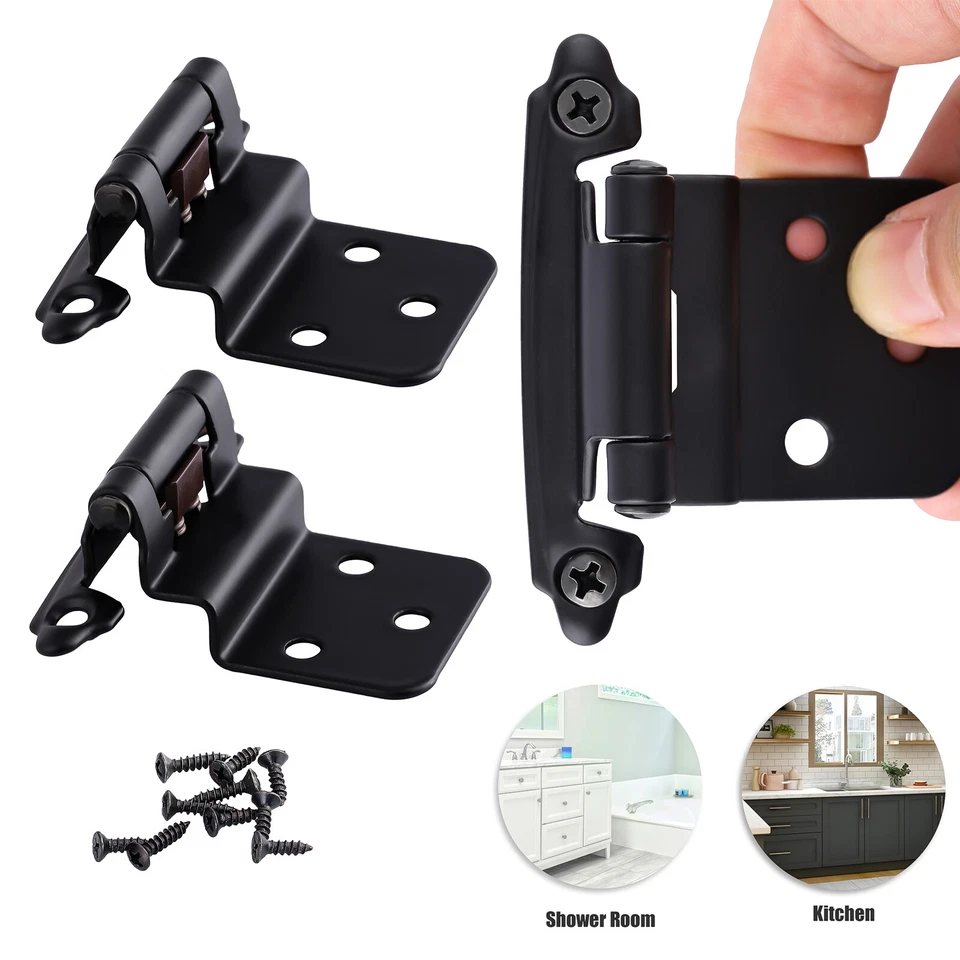 10 pares de bisagras de gabinete insertadas de 3/8" cierre automático montaje frontal desplazado resistente EE. UU. Foto 2 de 4