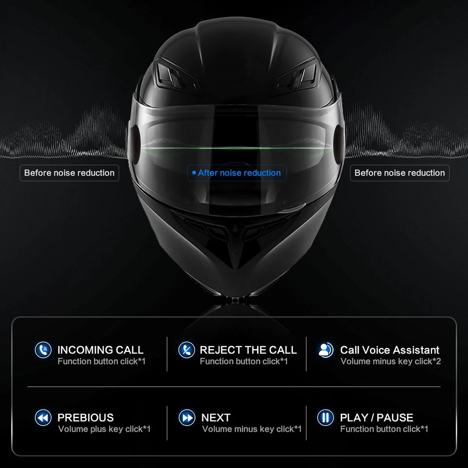 FX4 Pro Motorcycle Helmet Intercom Bluetooth Headset 4-way 1000m Communication - Image 3 of 4
