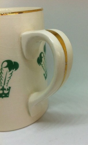 Vintage Cardiff Castle Coffee Mug Cup Ivory Black Green Gold Rim 10 oz. Wales UK - Picture 5 of 12