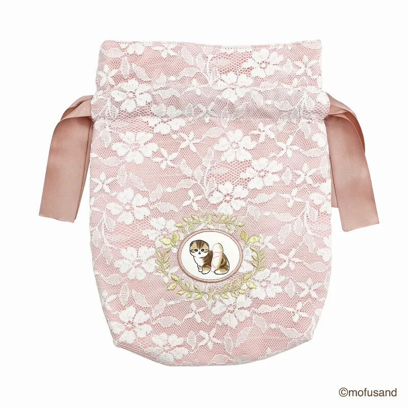 mofusand mofumofu Market Drawstring Bag Lace x Embroidery PK JP