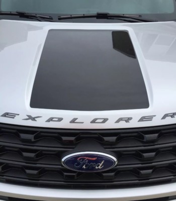 MATTE BLACK-2016 - 2019 Ford Explorer HOOD GRAPHIC Decal BLACKOUT