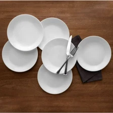 Corelle Classic Winter Frost White 8.5" Dinner Lunch Plate, Set of 6 NEW