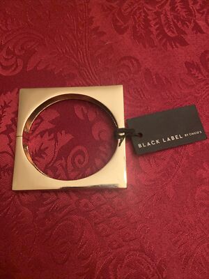 CHICOS BLACK LABEL NEW GOLD SQUARE HINGED CUFF BRACELET - NWT $59