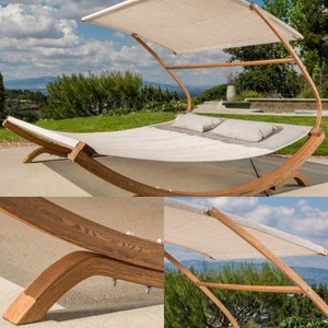 Stylish Double Hammock With Canopy Sun Bed Daybed Outdoor Garden Image Is Loading Stylish Double Hammock With Canopy Sun Bed Daybed