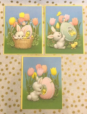 3 Vintage Morehead Easter Cards Spring Whimsy Current Unused Envelopes
