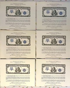 BEP ANA  6 Numismatic Souvenir Cards 1977 Conv. Atlanta, GA $5 Indian W/Env EXC
