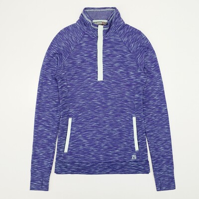 AVALANCHE French Terry Pullover High Neck Pulli Druckknopf Daumenloch Lila Melange S