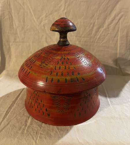 Vintage 6” Tall Spice Box Middle Eastern Rosewood Painted Lacquered Spice Box - Picture 3 of 7