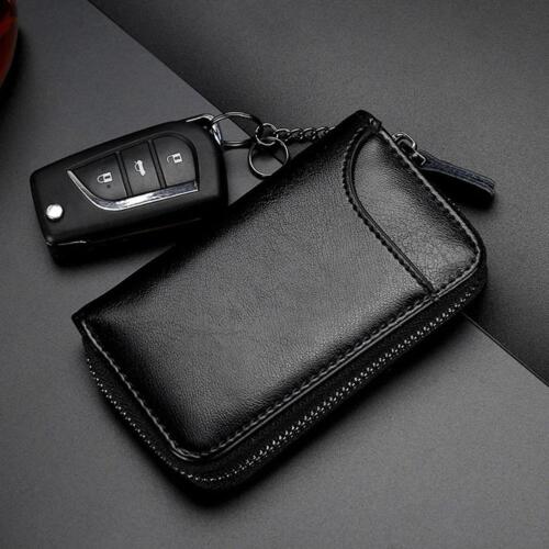 Car Key Holder Case Keychain Bag Zip Pouch with Card Slot Wallet Genuine B0G9 - Picture 1 of 18