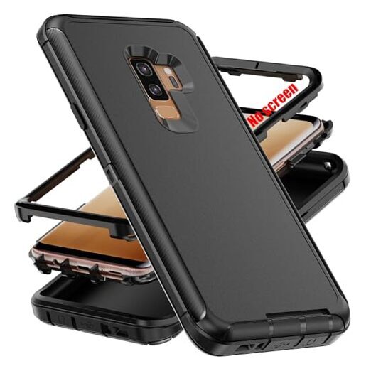 for S9+ Case,Galaxy S9 Plus Case,[Military Grade] 3 in 1 Full Body JQ-Black