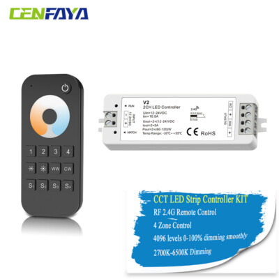 2.4G Wireless CCT LED Stripe Controller Dimmbar 12V 24V RF 4-zone Fernbedienung 