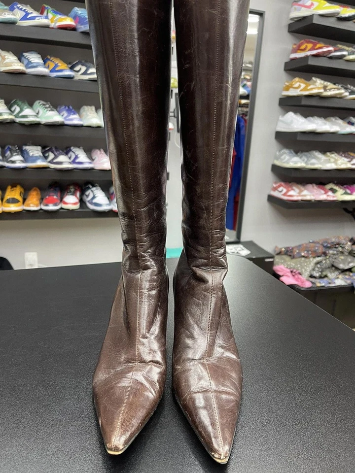 Size 7.5w - Jimmy Choo Women’s High Top Leather Heels - Image 2 of 4