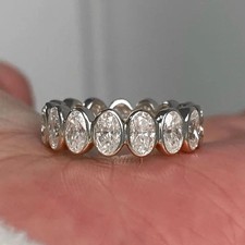7.50TCW Oval Cut Moissanite Full Eternity Engagement Ring 925 Sterling Silver